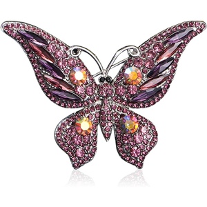 image:imageCrystal Rhinestone Butterfly BroochElegant Butterfly Lapel PinsFashion Exquisite Crystal Animal Shape Brooches Lapel PinsDress Accessories Jewelry Gift for Women Daily DecorationPink