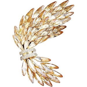 image:imageFashion Brooches and Pins for Women Vintage Gold Tone Metal Rhinestone Crystal amp Novelty Enamel Lapel Badges for Dresses Suits Hats and Backpacks AccessoriesGold Champagne Wing
