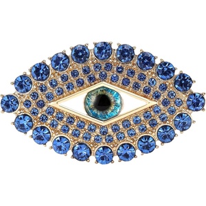 image:imageFashion Brooches and Pins for Women Vintage Gold Tone Metal Rhinestone Crystal amp Novelty Enamel Lapel Badges for Dresses Suits Hats and Backpacks AccessoriesBlue Evil Eye