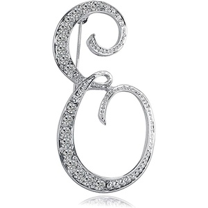 image:imageLetter Brooch Pins Initial Rhinestone Brooch for Women Crafts Silvery AZSilver E