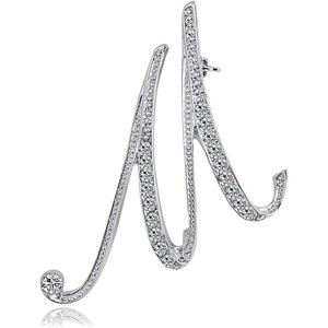 image:imageLetter Brooch Pins Initial Rhinestone Brooch for Women Crafts Silvery AZSilver M