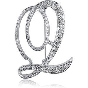 image:imageLetter Brooch Pins Initial Rhinestone Brooch for Women Crafts Silvery AZSilver Q