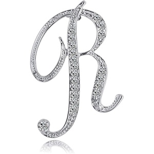 image:imageLetter Brooch Pins Initial Rhinestone Brooch for Women Crafts Silvery AZSilver R