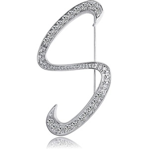 image:imageLetter Brooch Pins Initial Rhinestone Brooch for Women Crafts Silvery AZSilver S