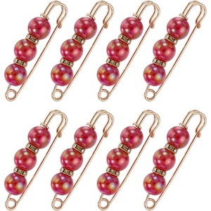 image:imageMECCANIXITY Pearl Brooch Pins Decorative Safety Pin Brooch  Fashion Sweater Shawl Crystal Clip for Collar Dress Shirt Clothing Accessories for Girls and WomenDark Red