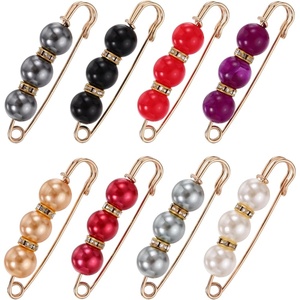 image:imageMECCANIXITY Pearl Brooch Pins Decorative Safety Pin Brooch  Fashion Sweater Shawl Crystal Clip for Collar Dress Shirt Clothing Accessories for Girls and WomenWhiteBlackChampagneLight GrayDark GrayRedBright RedPurple