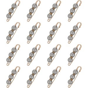 image:imageMECCANIXITY Pearl Brooch Pins Decorative Safety Pin Brooch  Fashion Sweater Shawl Crystal Clip for Collar Dress Shirt Clothing Accessories for Girls and WomenMatte Gray