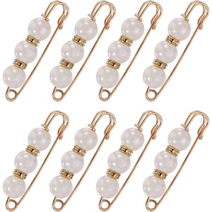 image:imageMECCANIXITY Pearl Brooch Pins Decorative Safety Pin Brooch  Fashion Sweater Shawl Crystal Clip for Collar Dress Shirt Clothing Accessories for Girls and WomenWhite