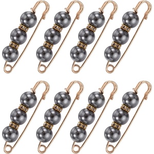 image:imageMECCANIXITY Pearl Brooch Pins Decorative Safety Pin Brooch  Fashion Sweater Shawl Crystal Clip for Collar Dress Shirt Clothing Accessories for Girls and WomenBright Dark Gray
