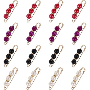 image:imageMECCANIXITY Pearl Brooch Pins Decorative Safety Pin Brooch  Fashion Sweater Shawl Crystal Clip for Collar Dress Shirt Clothing Accessories for Girls and WomenWhiteBlackRedPurple