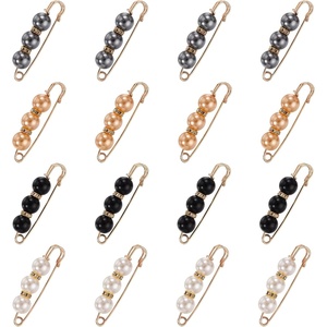 image:imageMECCANIXITY Pearl Brooch Pins Decorative Safety Pin Brooch  Fashion Sweater Shawl Crystal Clip for Collar Dress Shirt Clothing Accessories for Girls and WomenWhiteBlackChampagneLight Gray