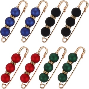 image:imageMECCANIXITY Pearl Brooch Pins Decorative Safety Pin Brooch  Fashion Sweater Shawl Crystal Clip for Collar Dress Shirt Clothing Accessories for Girls and WomenRedGreenBlueBlack
