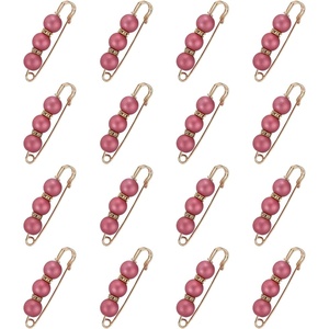 image:imageMECCANIXITY Pearl Brooch Pins Decorative Safety Pin Brooch  Fashion Sweater Shawl Crystal Clip for Collar Dress Shirt Clothing Accessories for Girls and WomenMatte Pink