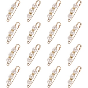 image:imageMECCANIXITY Pearl Brooch Pins Decorative Safety Pin Brooch  Fashion Sweater Shawl Crystal Clip for Collar Dress Shirt Clothing Accessories for Girls and WomenBright White