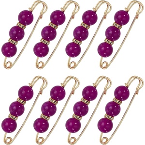 image:imageMECCANIXITY Pearl Brooch Pins Decorative Safety Pin Brooch  Fashion Sweater Shawl Crystal Clip for Collar Dress Shirt Clothing Accessories for Girls and WomenPurple