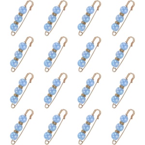 image:imageMECCANIXITY Pearl Brooch Pins Decorative Safety Pin Brooch  Fashion Sweater Shawl Crystal Clip for Collar Dress Shirt Clothing Accessories for Girls and WomenLake Blue