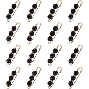 image:imageMECCANIXITY Pearl Brooch Pins Decorative Safety Pin Brooch  Fashion Sweater Shawl Crystal Clip for Collar Dress Shirt Clothing Accessories for Girls and WomenBright Black