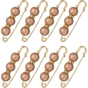 image:imageMECCANIXITY Pearl Brooch Pins Decorative Safety Pin Brooch  Fashion Sweater Shawl Crystal Clip for Collar Dress Shirt Clothing Accessories for Girls and WomenBrown