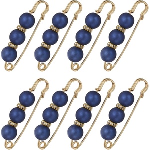 image:imageMECCANIXITY Pearl Brooch Pins Decorative Safety Pin Brooch  Fashion Sweater Shawl Crystal Clip for Collar Dress Shirt Clothing Accessories for Girls and WomenBlue
