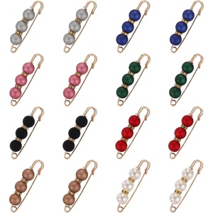 image:imageMECCANIXITY Pearl Brooch Pins Decorative Safety Pin Brooch  Fashion Sweater Shawl Crystal Clip for Collar Dress Shirt Clothing Accessories for Girls and WomenRedGreenBlueBlackPinkGrayBrownWhite