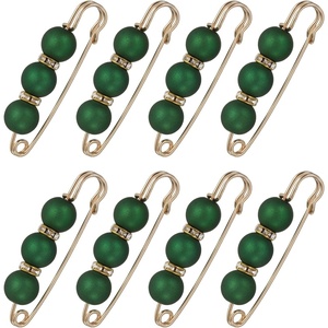 image:imageMECCANIXITY Pearl Brooch Pins Decorative Safety Pin Brooch  Fashion Sweater Shawl Crystal Clip for Collar Dress Shirt Clothing Accessories for Girls and WomenGreen