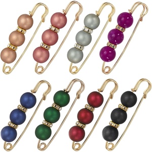 image:imageMECCANIXITY Pearl Brooch Pins Decorative Safety Pin Brooch  Fashion Sweater Shawl Crystal Clip for Collar Dress Shirt Clothing Accessories for Girls and WomenMix Colors