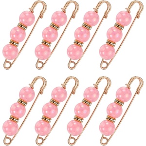 image:imageMECCANIXITY Pearl Brooch Pins Decorative Safety Pin Brooch  Fashion Sweater Shawl Crystal Clip for Collar Dress Shirt Clothing Accessories for Girls and WomenColor Pink