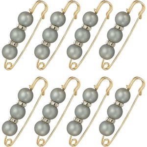 image:imageMECCANIXITY Pearl Brooch Pins Decorative Safety Pin Brooch  Fashion Sweater Shawl Crystal Clip for Collar Dress Shirt Clothing Accessories for Girls and WomenGray