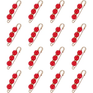 image:imageMECCANIXITY Pearl Brooch Pins Decorative Safety Pin Brooch  Fashion Sweater Shawl Crystal Clip for Collar Dress Shirt Clothing Accessories for Girls and WomenRed Orange