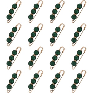 image:imageMECCANIXITY Pearl Brooch Pins Decorative Safety Pin Brooch  Fashion Sweater Shawl Crystal Clip for Collar Dress Shirt Clothing Accessories for Girls and WomenMatte Green