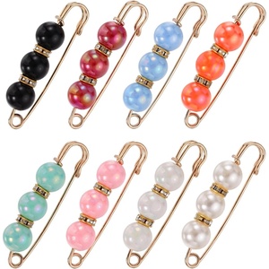 image:imageMECCANIXITY Pearl Brooch Pins Decorative Safety Pin Brooch  Fashion Sweater Shawl Crystal Clip for Collar Dress Shirt Clothing Accessories for Girls and WomenWhiteLake BlueBright RedPinkGreenBright WhiteOrangeBlack