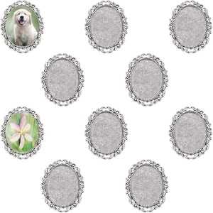 image:imagePH PandaHall 10pcs Pin Brooch Cabochon Setting Vintage Brooch Tray Oval Alloy Cabochon Bezel Setting with Pin Back Bridal Photo Charm for Wedding Graduation Decoration Antique Silver 157x118inch