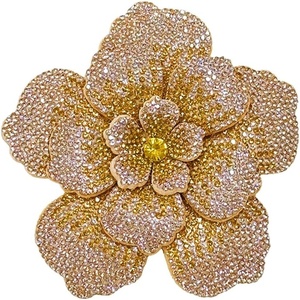 image:imageRhinestone Flower Brooch Pin for Women Men Elegant Sparkly Crystal Camellia Floral Lapel Pins Shawl Dress Suit Clothes Accessories Wedding Party Fashion Jewelry 105mmChampagne