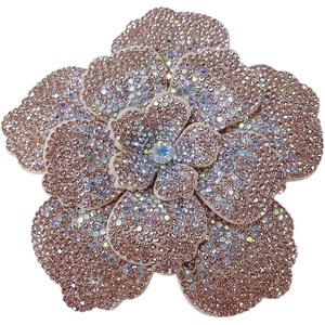 image:imageRhinestone Flower Brooch Pin for Women Men Elegant Sparkly Crystal Camellia Floral Lapel Pins Shawl Dress Suit Clothes Accessories Wedding Party Fashion Jewelry 105mmChampagne AB
