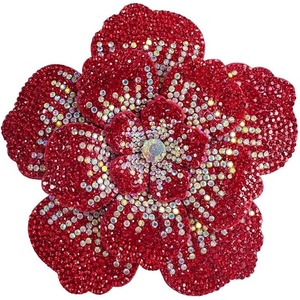 image:imageRhinestone Flower Brooch Pin for Women Men Elegant Sparkly Crystal Camellia Floral Lapel Pins Shawl Dress Suit Clothes Accessories Wedding Party Fashion Jewelry 105mmWhite Red