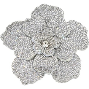 image:imageRhinestone Flower Brooch Pin for Women Men Elegant Sparkly Crystal Camellia Floral Lapel Pins Shawl Dress Suit Clothes Accessories Wedding Party Fashion Jewelry 105mmWhite