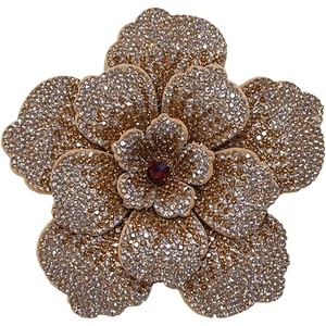 image:imageRhinestone Flower Brooch Pin for Women Men Elegant Sparkly Crystal Camellia Floral Lapel Pins Shawl Dress Suit Clothes Accessories Wedding Party Fashion Jewelry 105mmChampagne Brown