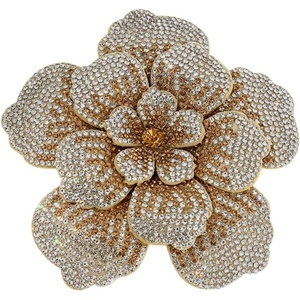 image:imageRhinestone Flower Brooch Pin for Women Men Elegant Sparkly Crystal Camellia Floral Lapel Pins Shawl Dress Suit Clothes Accessories Wedding Party Fashion Jewelry 105mmBeige