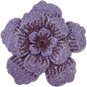 image:imageRhinestone Flower Brooch Pin for Women Men Elegant Sparkly Crystal Camellia Floral Lapel Pins Shawl Dress Suit Clothes Accessories Wedding Party Fashion Jewelry 105mmLight Purple