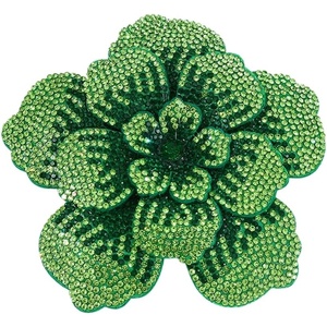image:imageRhinestone Flower Brooch Pin for Women Men Elegant Sparkly Crystal Camellia Floral Lapel Pins Shawl Dress Suit Clothes Accessories Wedding Party Fashion Jewelry 105mmLight Green