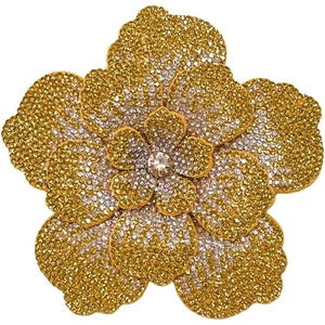 image:imageRhinestone Flower Brooch Pin for Women Men Elegant Sparkly Crystal Camellia Floral Lapel Pins Shawl Dress Suit Clothes Accessories Wedding Party Fashion Jewelry 105mmGold