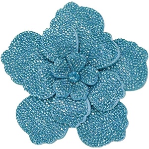 image:imageRhinestone Flower Brooch Pin for Women Men Elegant Sparkly Crystal Camellia Floral Lapel Pins Shawl Dress Suit Clothes Accessories Wedding Party Fashion Jewelry 105mmLake Blue