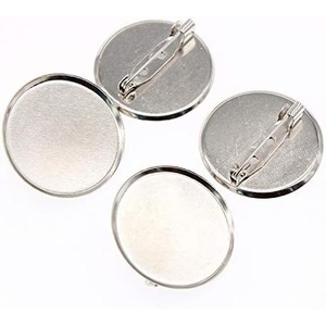 image:imageRuiLing 100pcs 25cm Silver Brooch Clasps Pin Disk Base Disc Blank Thicken Cabochon Trays for Badge DIY Jewelry Craft Making Decoration Accessories50xSilver