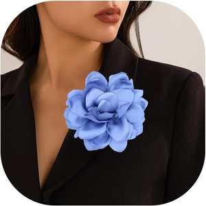 image:imageSatin Fabric Rose Flower Brooches  Handmade Floral Accessory for Wedding Party Dance Banquet Ceremony  Size 472inblue