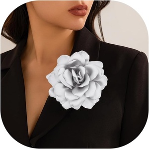 image:imageSatin Fabric Rose Flower Brooches  Handmade Floral Accessory for Wedding Party Dance Banquet Ceremony  Size 472ingray