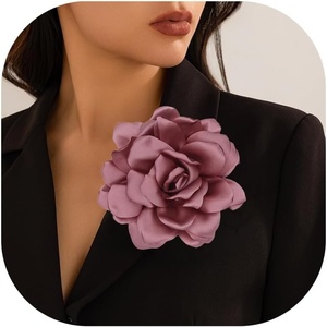 image:imageSatin Fabric Rose Flower Brooches  Handmade Floral Accessory for Wedding Party Dance Banquet Ceremony  Size 472inrose pink