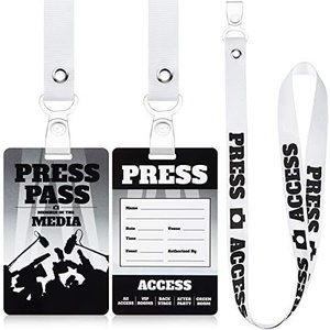 image:imageOutus 10 Sets Press Pass Badge with Lanyard for Reporter Cosplay Halloween  Novelty ID Badge Prop with Fillable Card Costume Accessory for Movie Theme Birthday Party Favors Journalist Supply