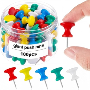 image:imageOutus 100 Pcs Giant Push Pins Large Thumb Tacks Polychrome  Jumbo Thumb Tacks 1 Inch Metal Heads Giant Size for Cork Board Map Posters Office School Bulletin Boards PhotosColorful