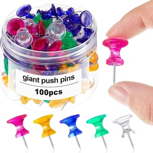 image:imageOutus 100 Pcs Giant Push Pins Large Thumb Tacks Polychrome  Jumbo Thumb Tacks 1 Inch Metal Heads Giant Size for Cork Board Map Posters Office School Bulletin Boards PhotosPolychrome