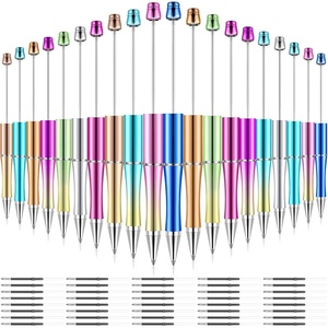 image:imageOutus 20 Pcs Beadable Pens Plastic Bead Pens Bulk Colored Black Ink Beaded Pen Cute DIY Pen Extra Refills for Make Gifts for Women Men Wedding Easter Graduation Gift Office SuppliesMacaroon ColorGradient Color